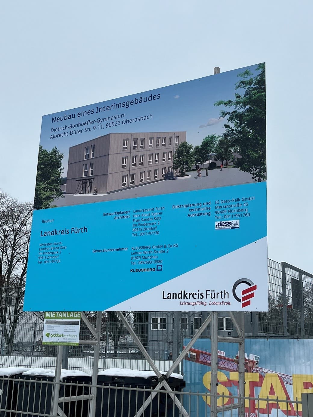 Bautafel Interimsgebäude